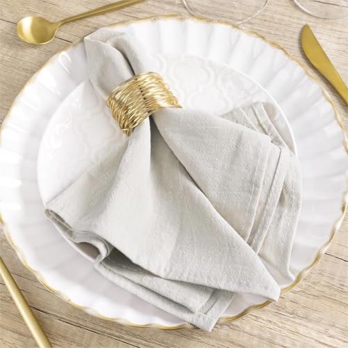 Cotton Linen Cloth Napkins Set of 6 - 16x16 Inch Rustic Boho Dinner Napkins