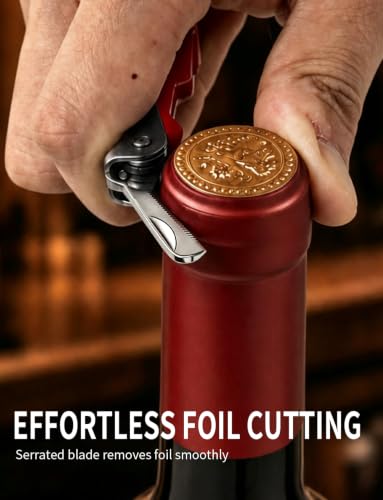 CORKAS Red Handcrafted Waiter Corkscrew with Double Hinged & Bottle Opener