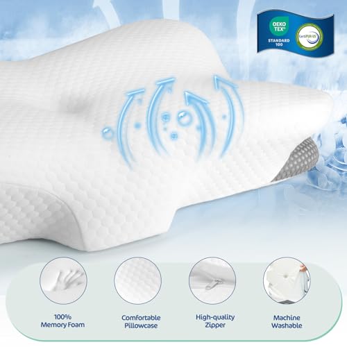 Ergonomic Memory Foam Cervical Pillow for Neck and Shoulder Pain