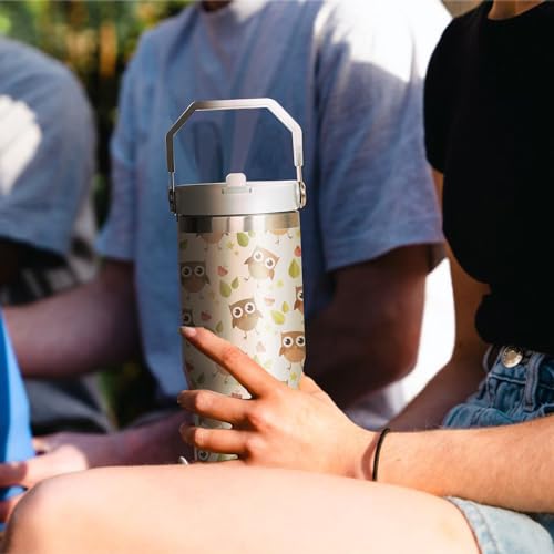 30oz Owl Tumbler with Handle and Flip Straw – Stainless Steel Insulated Cup, Gift for Women