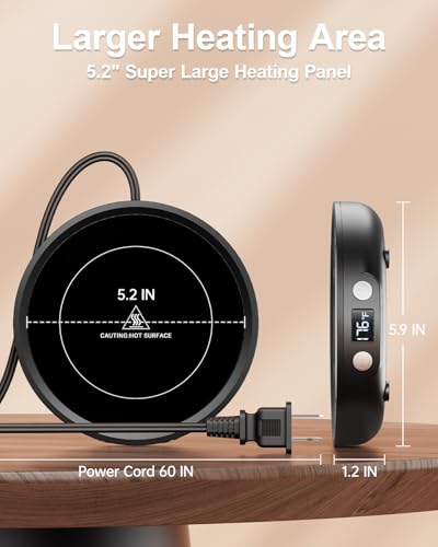 SWEETFULL Black Mug Warmer for Desk - Coffee Cup Warmer with Timer & Large Heating Surface