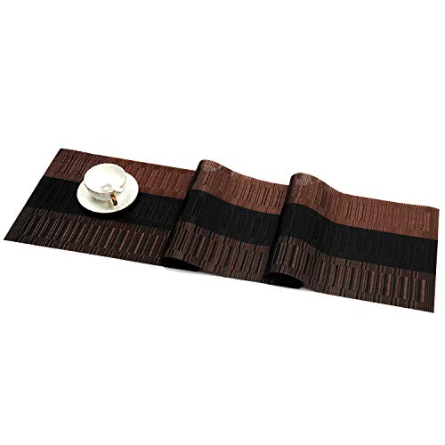 Woven Vinyl Table Runner, 12x54 Inch Non-Slip Washable Dining Mat