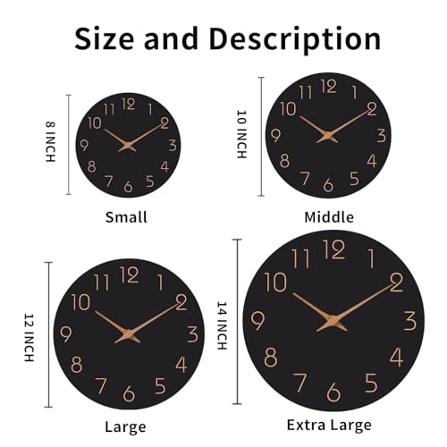 Silent Wall Clock 8 Inch - Non-Ticking Minimalist Modern Battery Operated