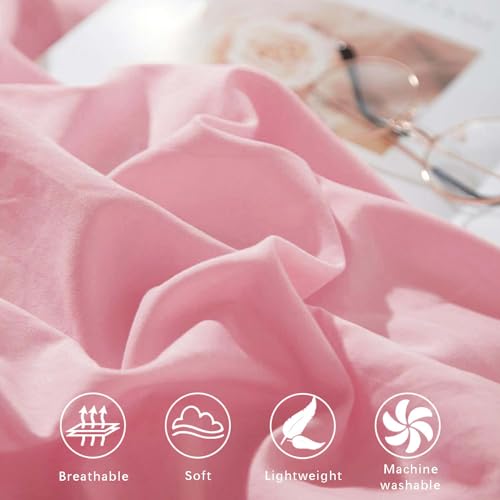 ETDIFFE Pink Boho Duvet Cover Set Queen Size 3 Piece - No Comforter