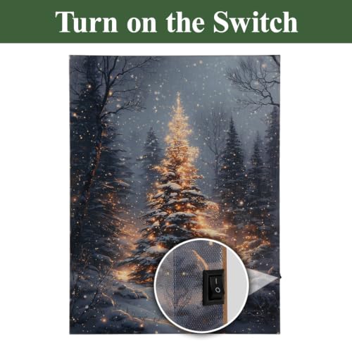 Nikky Home Lighted Christmas Tree Canvas Wall Art 16x12 Inch LED Picture
