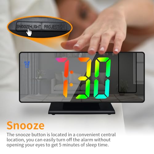Digital Projection Alarm Clock with 180° Rotating Ceiling Display