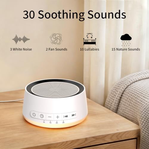 White Noise Sound Machine with 12-Color Night Light & 30 Soothing Sounds