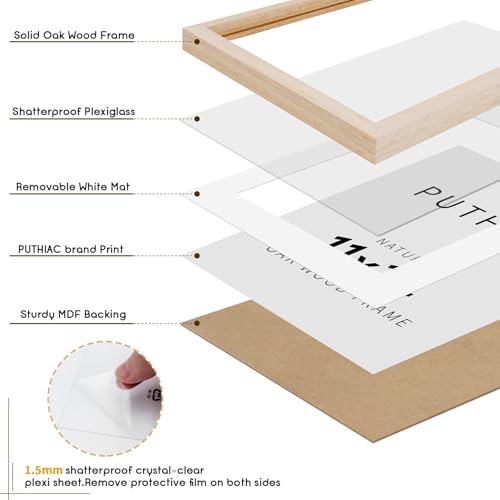 11x14 Solid Oak Wood Picture Frame with Mat for 8x10 Photo, Wall Hanging