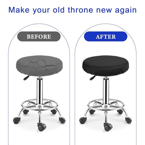 Round Bar Stool Covers - 2 Pcs Black High Elastic Slipcovers for 11-14 in Stools