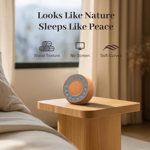 White Noise Machine with 31 Soothing Sounds and Auto-Off Timer - Wood Grain
