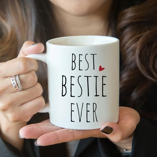 Best Bestie Ever Mug Gifts for Women, 11oz White Ceramic Coffee Cup,