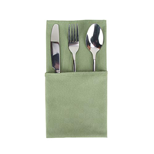 Olive Green Cotton Blend Dinner Napkins - 17 x 17 Inch Set of 12