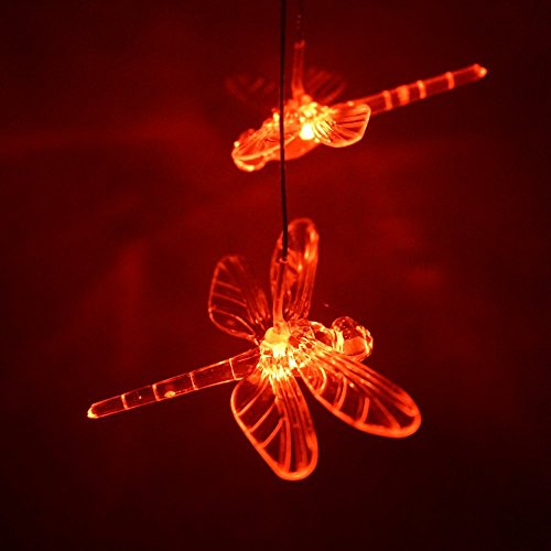 Solar Powered Color Changing LED Dragonfly Wind Chime Garden Light