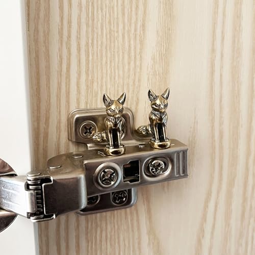 3 Pcs Brass Fox Door Hinge Toppers - Magnetic Decorative Animal Figurines