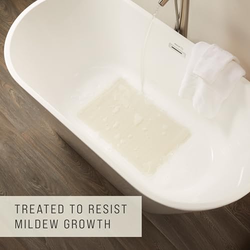 Large Slip-Resistant Rubber Bath Mat 28 x 16 Inch - White Suction-Backed