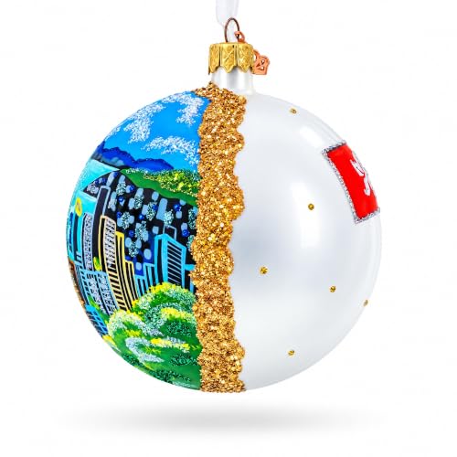 Victoria Peak Hong Kong Glass Ball Christmas Ornament 4 Inch – Hand-Painted German Glass