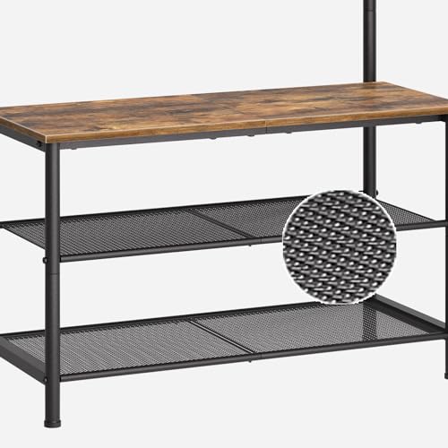 4-in-1 Hall Tree with Shoe Bench, Entryway Coat Rack and Storage Shelves