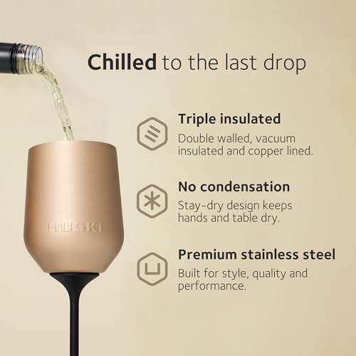 Huski Wine Tumbler 2.0 Brushed Stainless Steel 12oz | Award-Winning Detachable Stem & Triple Insulation