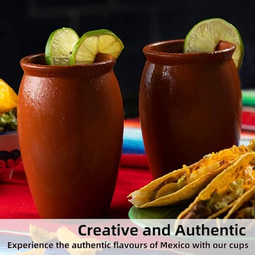 Covzoe 6 Pack Clay Drinking Cups, 12 oz Ceramic Margarita Glasses for Cocktails & Hot Beverages