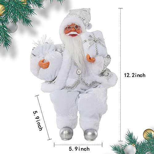 AnyDesign Christmas Sitting Santa Figurine with Gift Bag - Holiday Home Decor