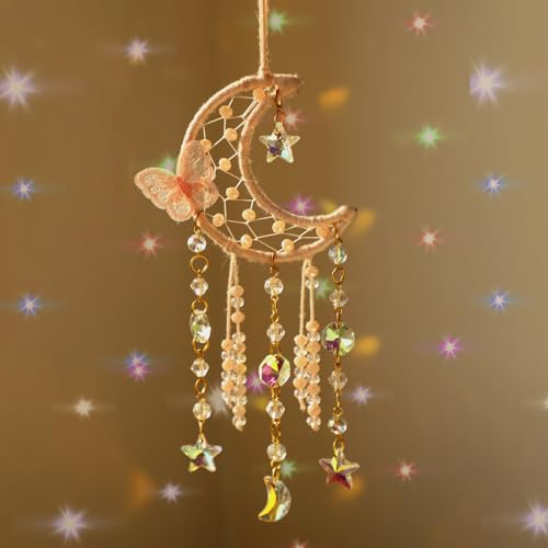 Butterfly Crystal Dream Catcher Suncatcher Boho Wall Decor for Bedroom