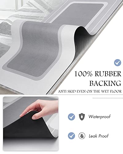 MontVoo Non-Slip Soft Diatomaceous Earth Bath Mat, 17"x27" Grey