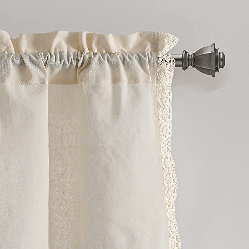 Lush Decor Rosalie Faux Linen Window Curtain Valance, Valanace, Ivory