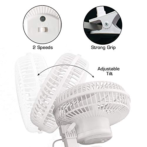 6-Inch Portable Mini Clip-On Fan with 2 Speeds and Adjustable Tilt