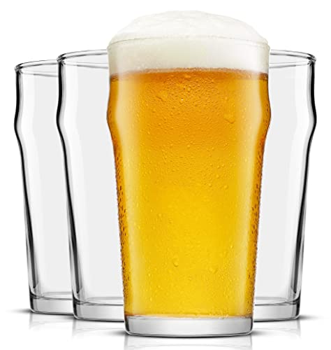 19oz Beer Pint Glasses - Set of 4 Heavy-Duty Pub Style Drinking Glasses