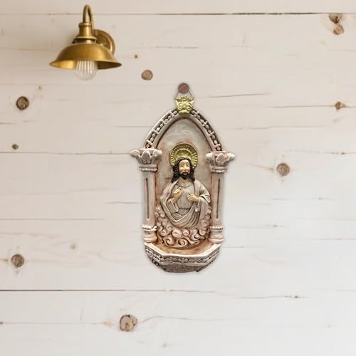 Vintage Resin Wall-Mounted Holy Water Font Religious Wall Sculpture