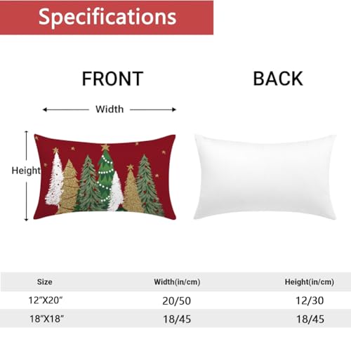 ARGOOG Dark Red Velvet Christmas Pillow Cover 12x20 Inch Tree Decor