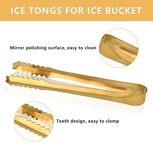 Akamino Gold Stainless Steel Ice Scoop & Tongs Set for Kitchen & Bar