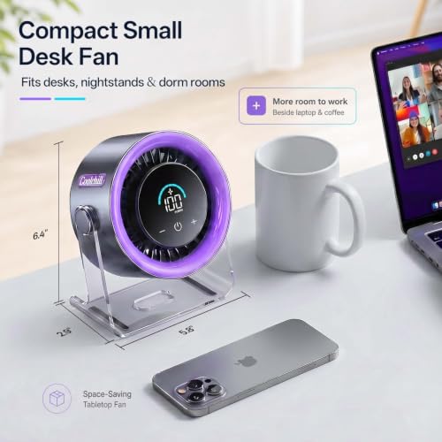 Coolhill USB Desk Fan, 100-Speed Portable Rechargeable Battery Fan