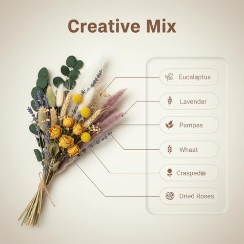 16 Varieties Natural Dried Flowers Set, 7-8 Inch Mini Stems for Boho Decor