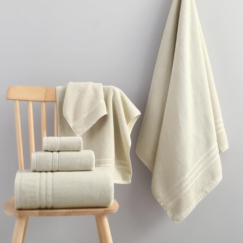 6-Piece Premium Cotton Towel Set - Soft Absorbent Bath and Hand Towels