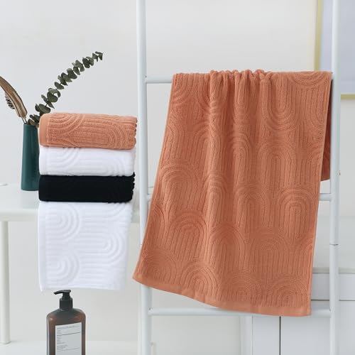 Striped 100% Cotton Hand Towel Set - Soft Absorbent Bathroom Towels (2 Pack)