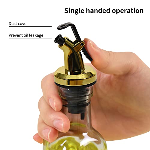 12 Pcs Gold Oil Dispenser Spouts for Bottles – Leakproof Olive & Vinegar Pourer Set