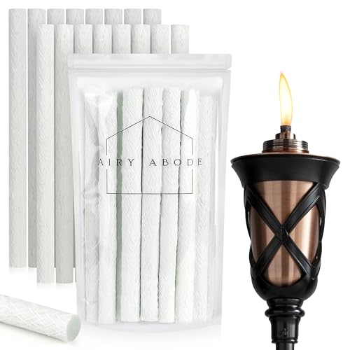 Fiberglass Tiki Torch Wicks - 1/2 x 7.5 Inch Replacement Wicks, Set of 16