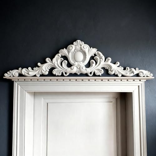 Large French Country Door Pediment Molding, 47-Inch Floral Wall Decor