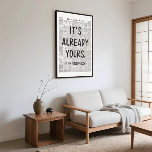 Framed Retro Newspaper Motivational Quote Canvas Wall Art 8x12 Inch