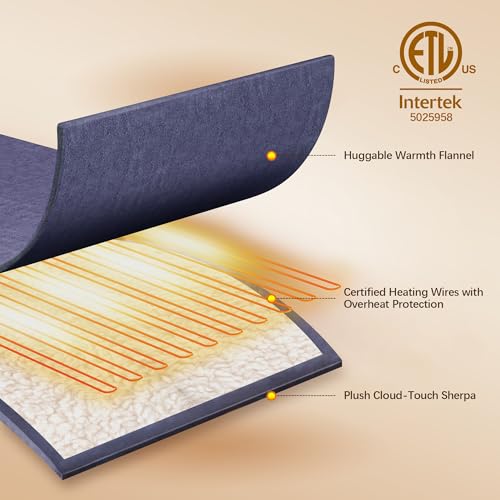 Electric Heated Blanket Twin Size - Soft, Washable, 5 Heat Settings