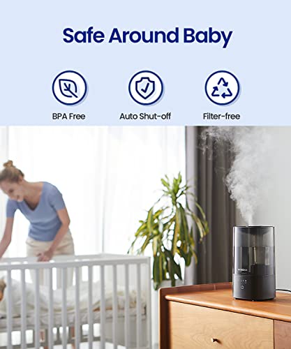 2.0L Cool Mist Ultrasonic Humidifier for Bedroom and Nursery, Black