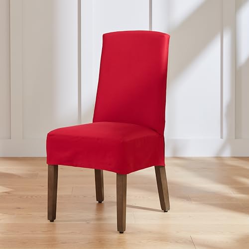 SureFit Cotton Duck Canvas Dining Chair Covers Set of 2, Machine Washable