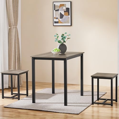 3-Piece Small Dining Table Set for 2, Space-Saving Kitchen Table with Stools