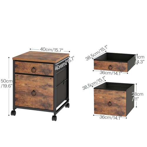 2-Drawer Mobile File Cabinet with Printer Stand, Industrial Office Storage