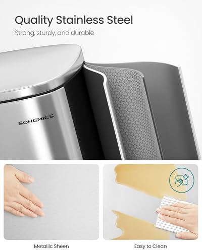 13 Gallon Stainless Steel Trash Can with Step-On Pedal and Soft Close Lid