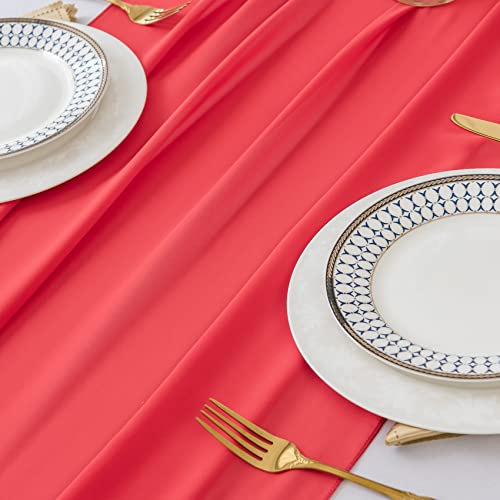 12Pack 10ft Red Chiffon Table Runners 29x120 Inches for Weddings & Parties