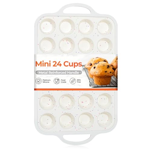 24-Cup Silicone Mini Cupcake & Muffin Pan with Metal Reinforced Frame