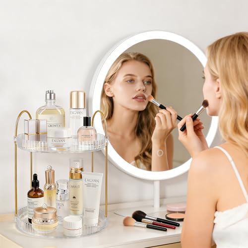 Anyoifax 2-Tier 360° Rotating Clear Makeup Organizer with Large Capacity