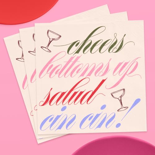 25-Pack Cheers Cocktail Napkins - White Party & Bridal Shower Decor